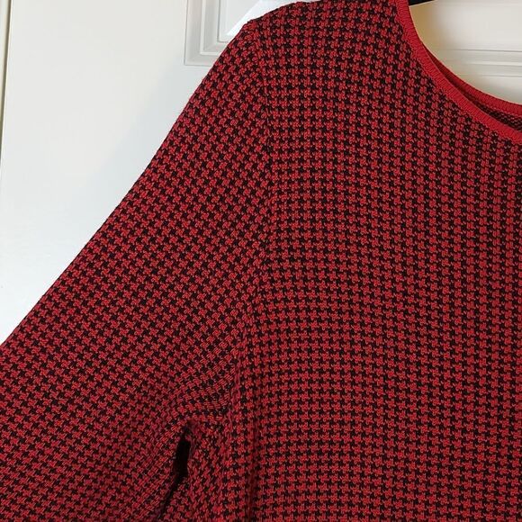J.Jill Cotton Knit Blue & Red Houndstooth Dress Long Sleeve Size M - Picture 3 of 9